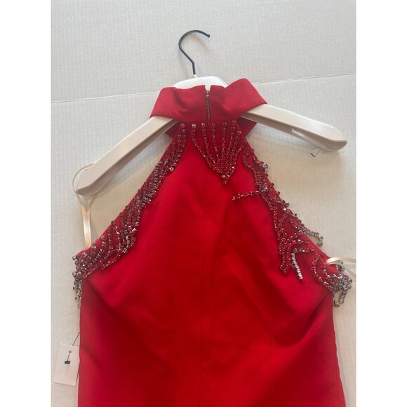Christopher Kane Crystal-Embellished Crepe Mini Dress Red Size 4 NWT $1,695 - Picture 6 of 7